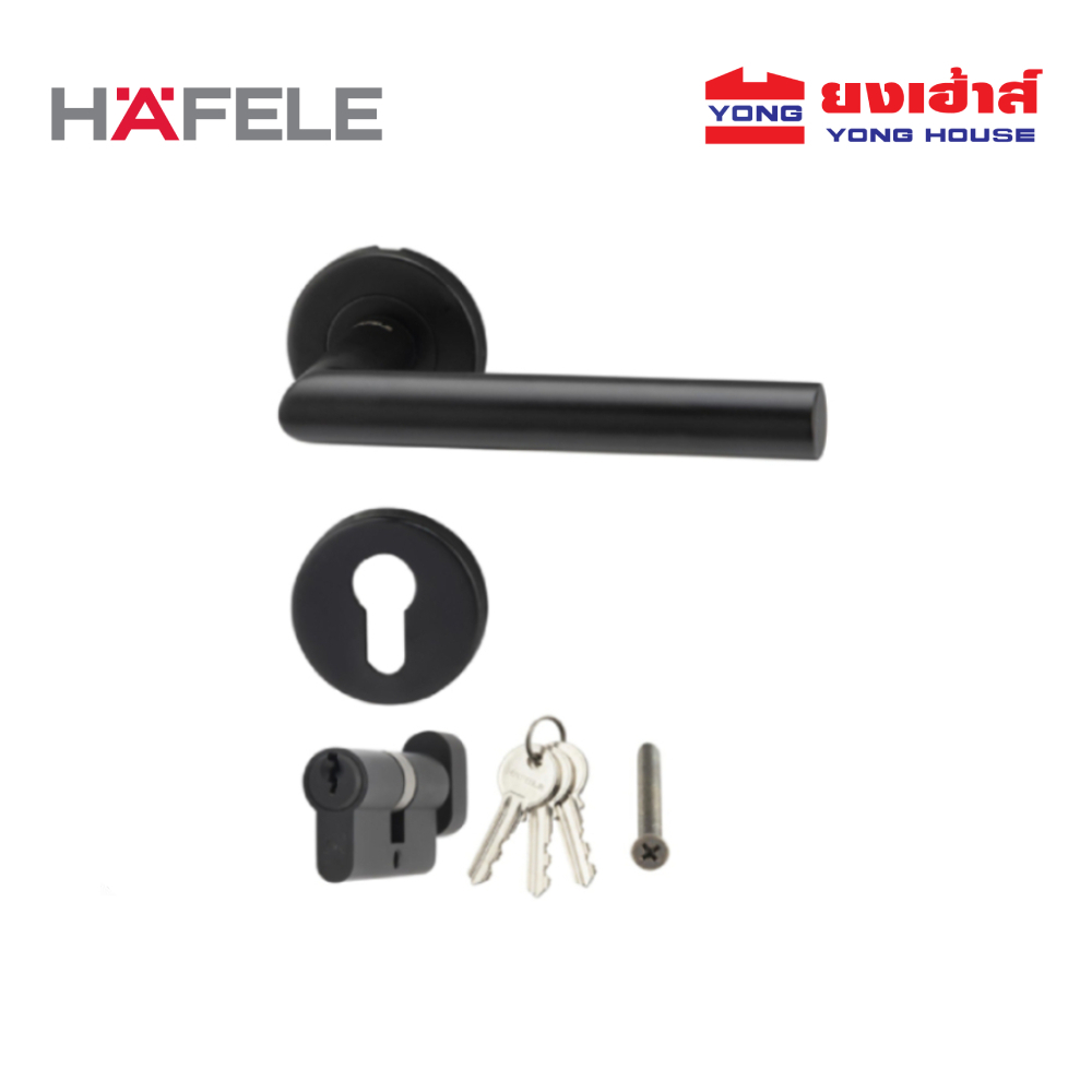 Hafele มือจับก้านโยก สีดำด้าน ห้องทั่วไป รุ่น 499.10.134 ห้องน้ำ รุ่น 499.10.135 ลูกบิดก้านโยก