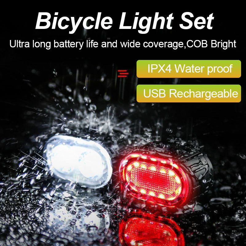 ชุดไฟจักรยาน LED ไฟท้ายจักรยาน สีแดง//สีขาว ไฟเตือนความปลอดภัย ชาร์จ USB Type-C กันน้ําอุปกรณ์เสริมจักรยาน