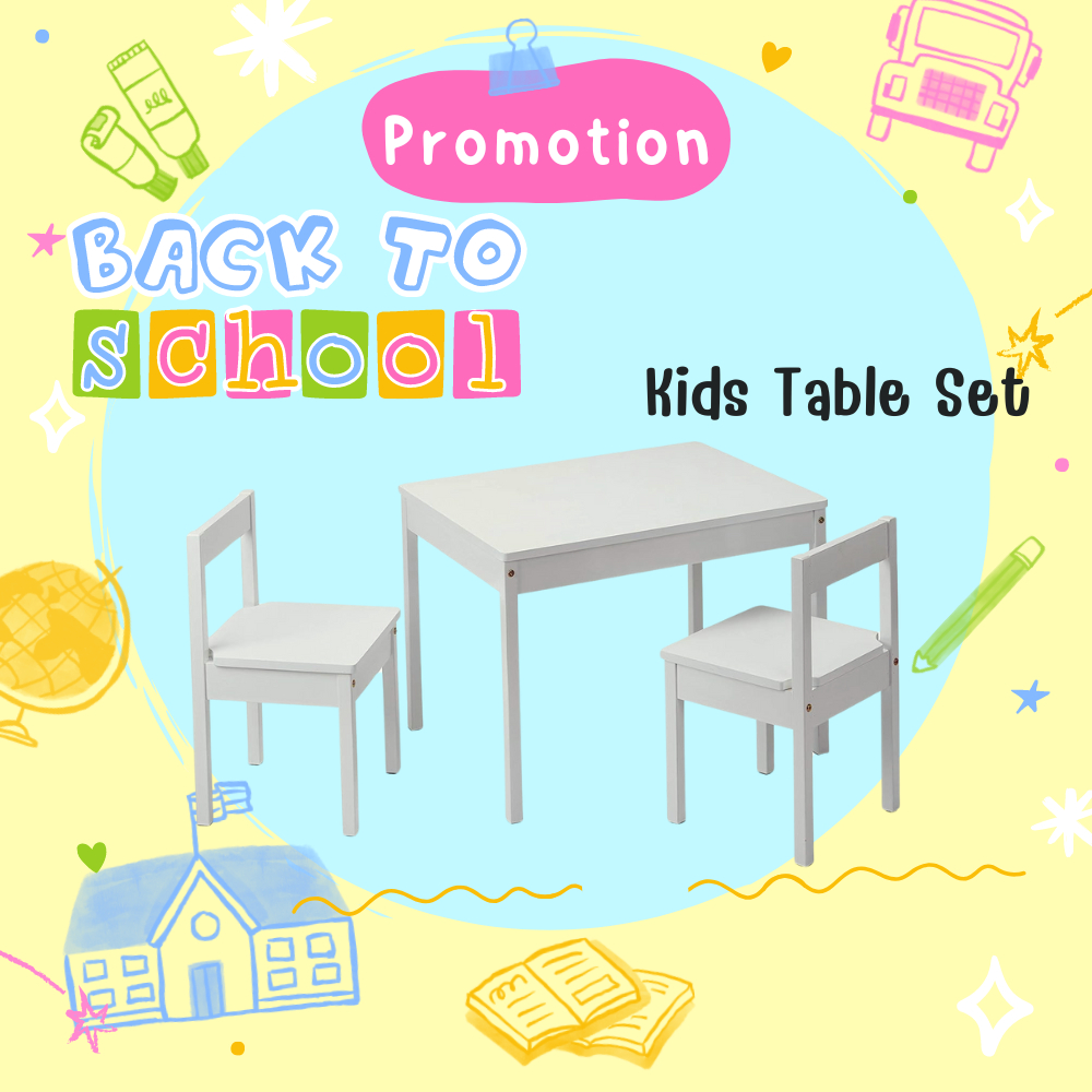 โต๊ะเขียนหนังสือเด็ก Wood Kids Table and Chairs Set สินค้ามีตำหนิ
