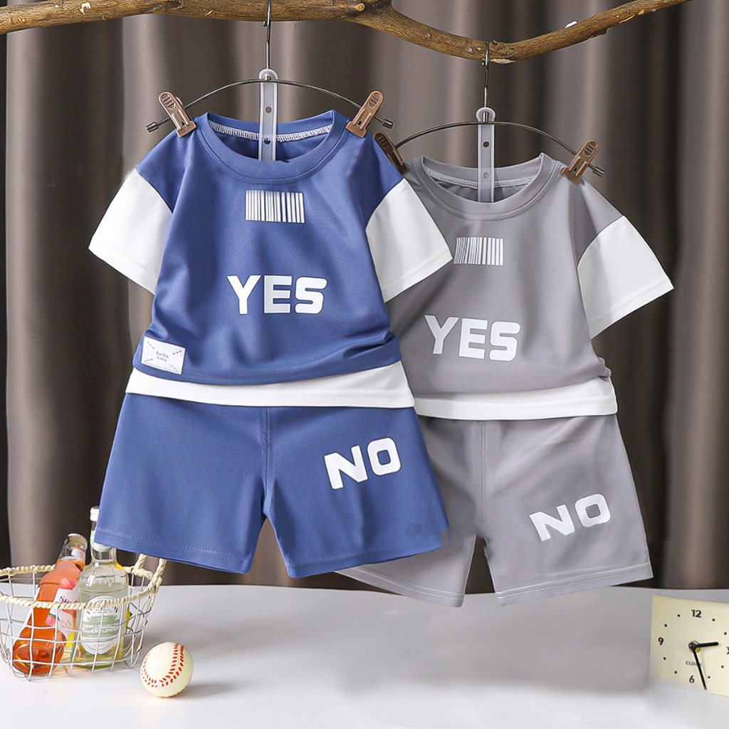 ชุดเด็กเล็ก เสื้อผ้าเด็กน่ารักมาก เสื้อยืดแขนสั้น+กางเกงขาสั้น เซท 2 ชิ้น size 80-130cm ชุดลูกชาย ชุดเซ็ทเด็ก ชุดเด็กชาย