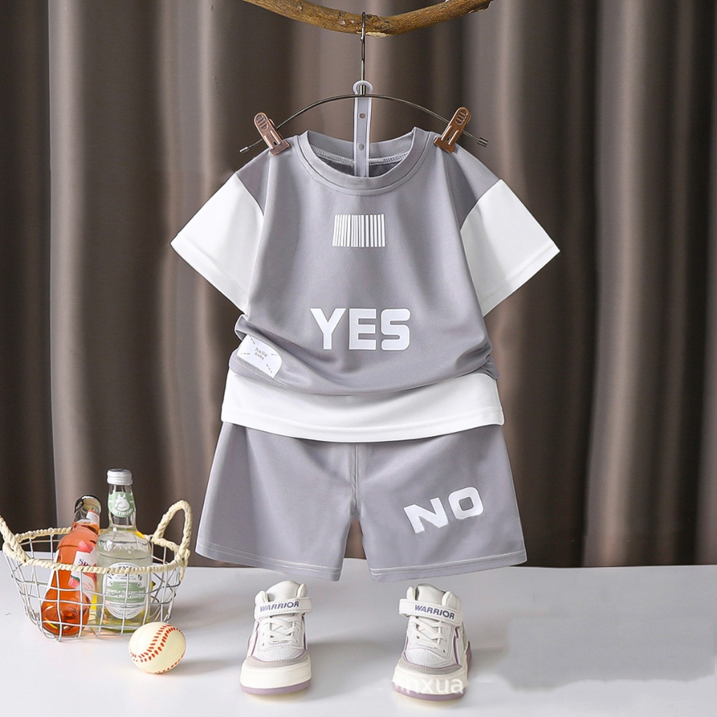 ชุดเด็กเล็ก เสื้อผ้าเด็กน่ารักมาก เสื้อยืดแขนสั้น+กางเกงขาสั้น เซท 2 ชิ้น size 80-130cm ชุดลูกชาย ชุดเซ็ทเด็ก ชุดเด็กชาย - รูปที่ 2