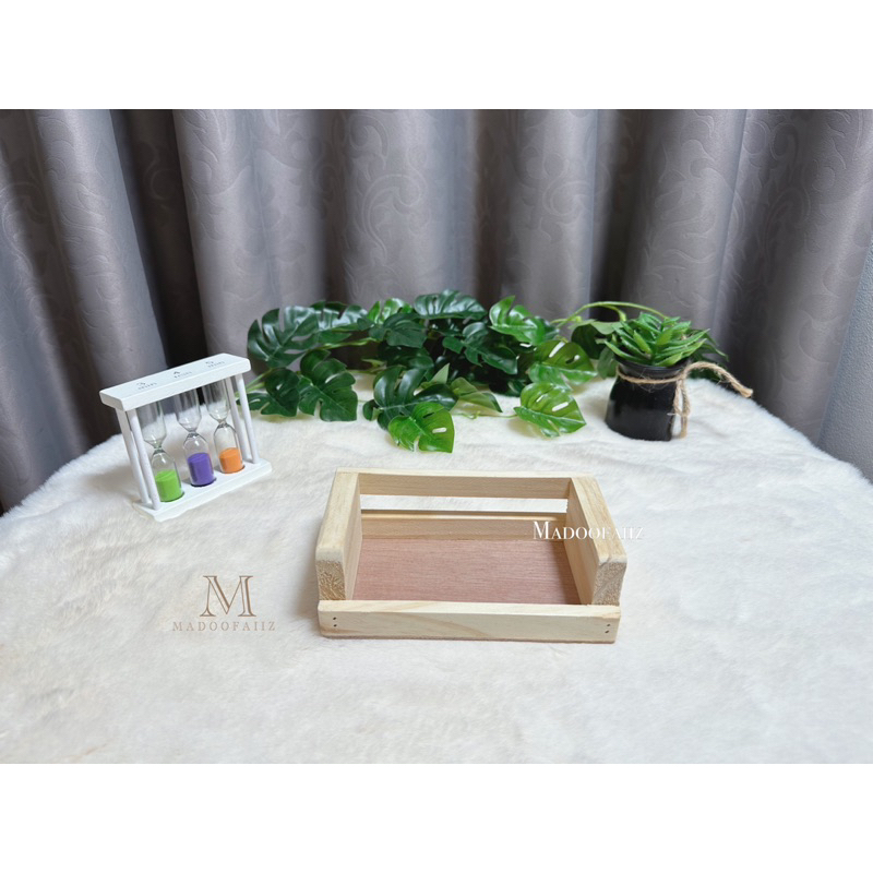 madoofaiiz พร้อมส่ง...งานไม้ กล่องไม้ ถาดไม้ (จิ๋ว15cmเปิด)15*8*5cm