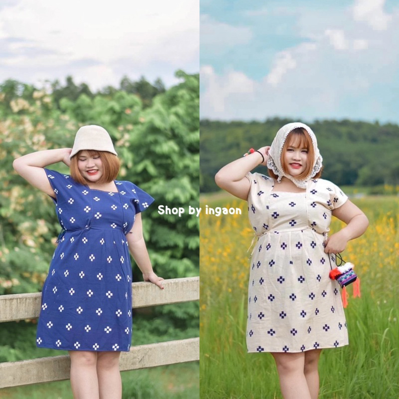 ชุดเดรสพื้นเมืองสาวอวบ ชุดดอยไซส์ใหญ่(มีอก44-60นิ้ว) เดรสผ้าฝ้าย สไตล์เรียบๆมินิมอล 🌸มีบริการเก็บปลายทาง🌸