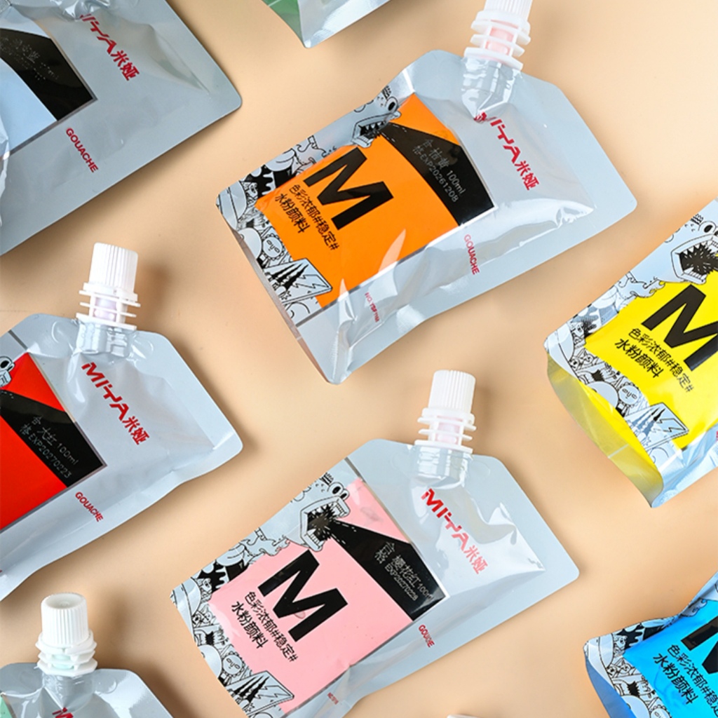 MIYA ผงน้ำ ภาพวาด Gouache Paint Refill 100ml 50 สี ผงน้ำ ถุงเติม แทนที่ ภาพวาด เม็ดสี มืออาชีพ สีกวอชสำหรับเติม แบบพกพา ราคา ถูกที่สุด ดีลบีเคเค แกลเลอรีภาพที่ 4