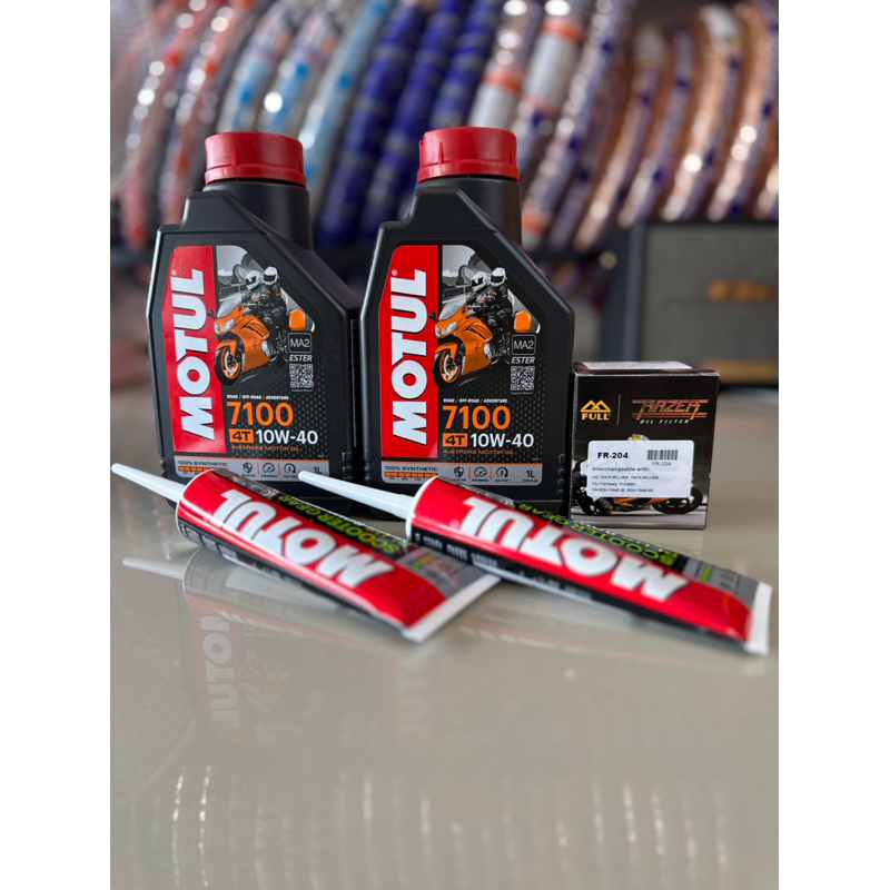 ชุดเซ็ท Motul ดูแลเครื่องยนต์ Forza350 น้ำมันเครื่อง Motul 7100 10W-40 สังเคราะห์ 100%