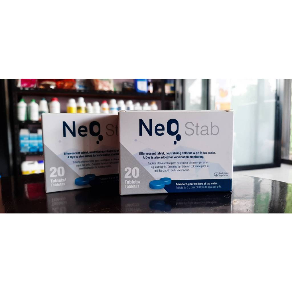 NeO Stab นีโอ สแต็ป ขนาด 20 เม็ดต่อกล่อง เม็ดฟู่ปรับสภาพน้ำก่อนให้วัคซีน