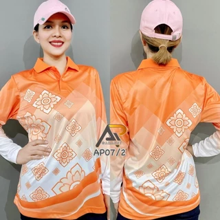 เสื้อโปโลแขนยาวพิมพ์ลายไทย AP07/2 หญิง (เอวเว้า)