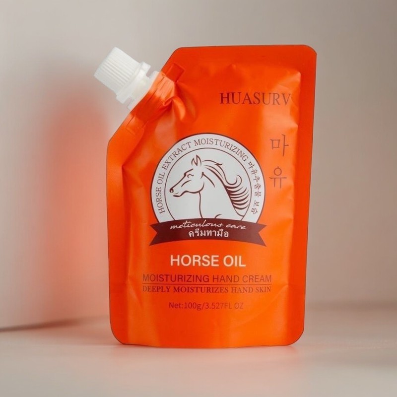 HUASURV HORSE OIL น้ำมันม้าสกัด ครีมทามือ ครีมบำรุงมือให้ความชุ่มชื้น เรียบเนียนและอ่อนโยน ขนาด 100 g.
