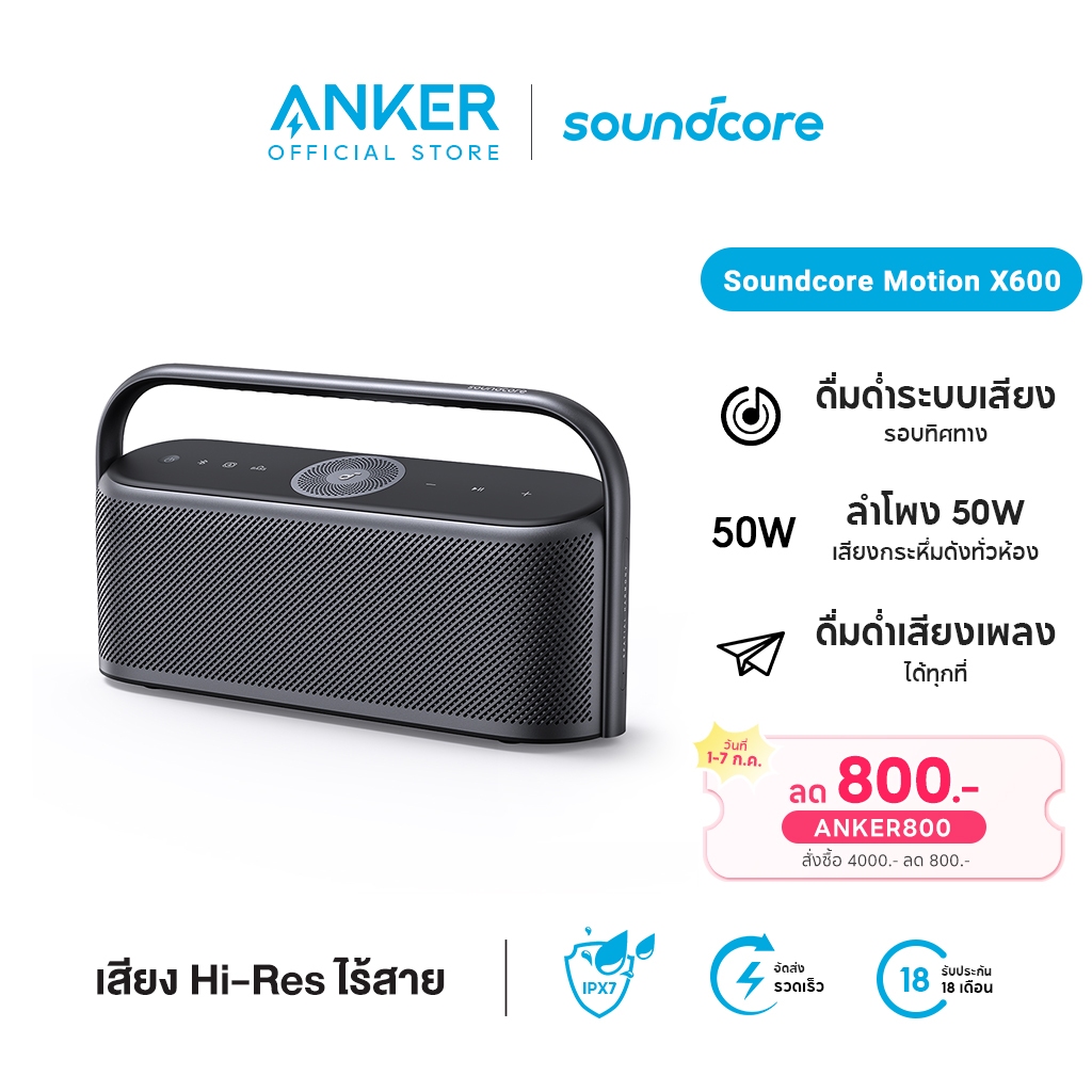 Soundcore Motion X600 Portable Bluetooth Speaker 50W ลำโพงบลูทูธ ลำโพงไร้สายแบบพกพากันน้ำ IPX7 A3130
