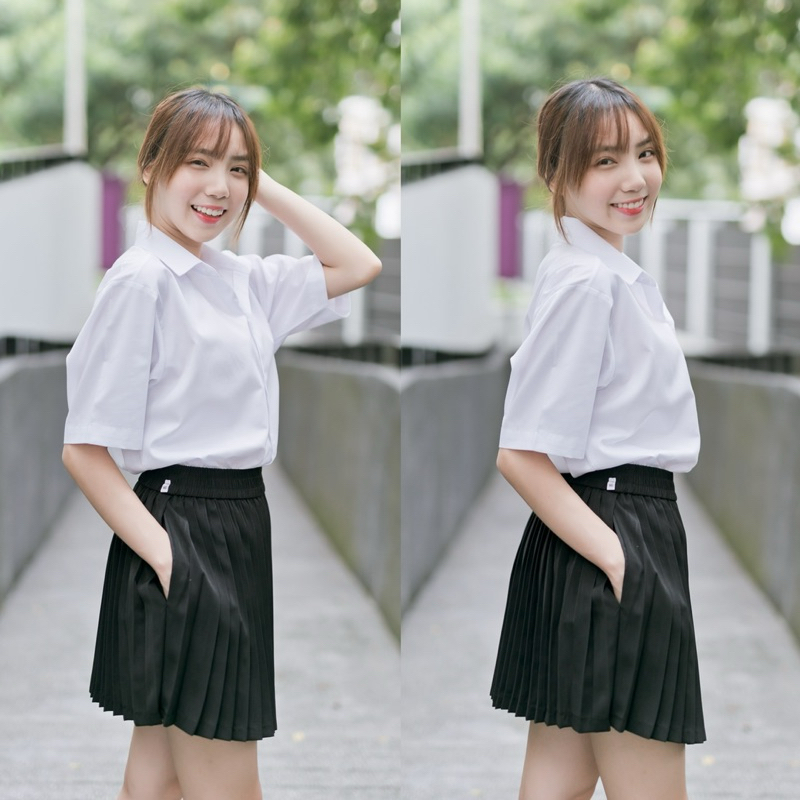 กระโปรงพลีท พลีทมีกระเป๋า มีจีบเล็ก-จีบทวิส กระโปรงนักศึกษา