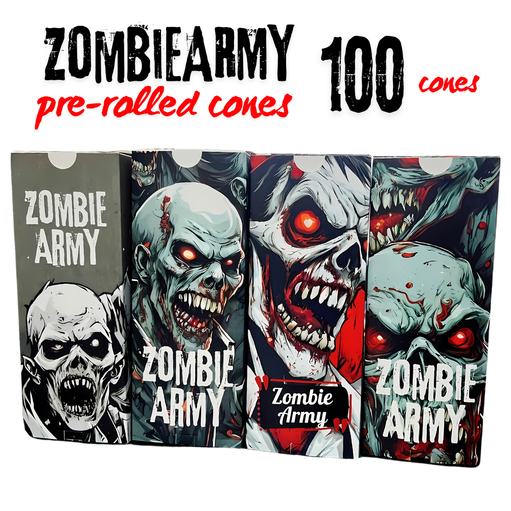 ZomBie ARMY กระดาษโรลพันสำเร็จ โรลสำเร็จ กระดาษพันสำเร็จ pre rolled cone ยกกล่อง 100ชิ้น กระดาษโรลพร้อมกรอง natural100