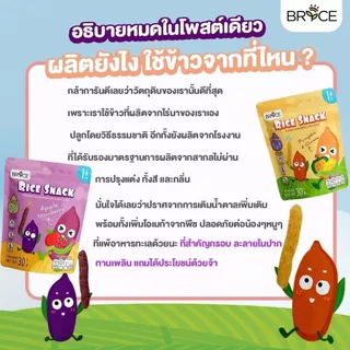 Brice Rice Snack ข้าวอบกรอบ ขนมเด็ก 1ขวบ+ ตรา ไบรซ์ ไรซส์ เสริมโอเมก้า 3,6,9