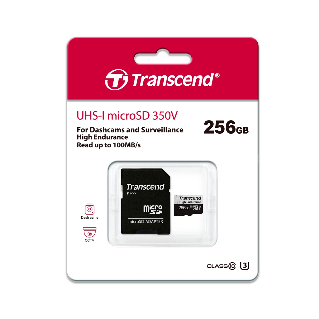 Transcend MicroSD Card 256GB :High Endurance : USD350V -รับประกัน 2 ปี-มีใบกำกับภาษี-TS256GUSD350V