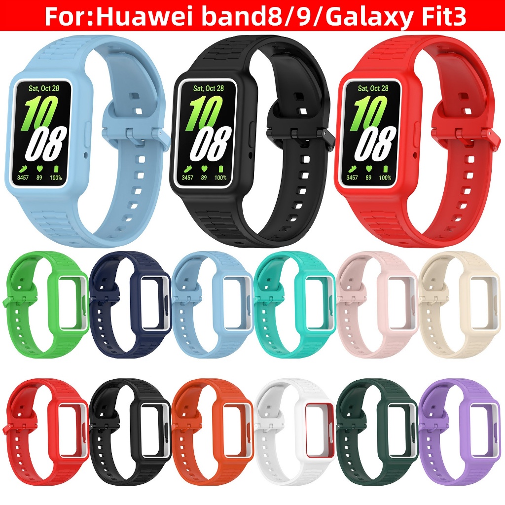 【เคส+สาย】สำหรับ สายนาฬิกา สาย Huawei Band 9 / 8 สำหรับ สายนาฬิกาSamsung Galaxy Fit 3