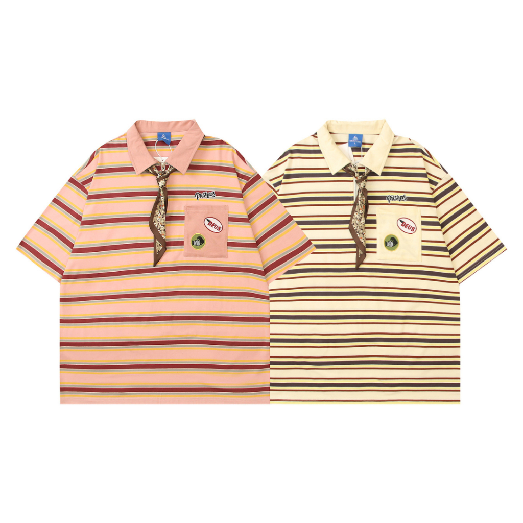 เสื้อโปโลเกาหลีซิปพร้อมผ้าพันคอพรีเมียม Premium Korea Half Zip POLO Shirt