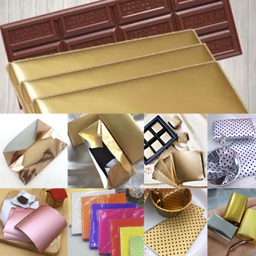 ฟอยล์ห่อช็อคโกแลต Foil+Paper คุณภาพสูง สีกึ่งด้าน แพค 30-50 แผ่น Premium Smooth/Embossed Aluminum Foil Classic Color