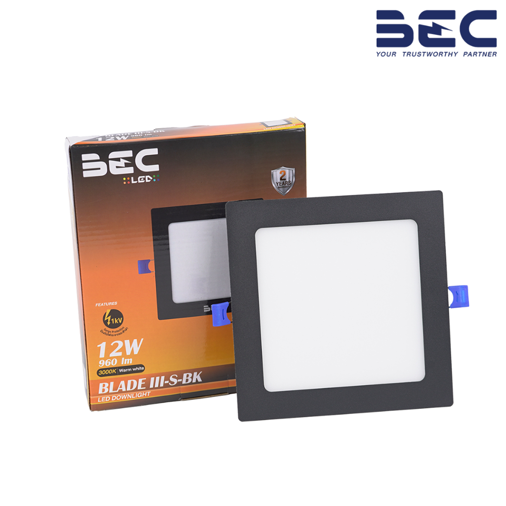 BEC BLADE III-S-BK 12W ดาวน์ไลท์ฝังฝ้า LED ทรงเหลี่ยม