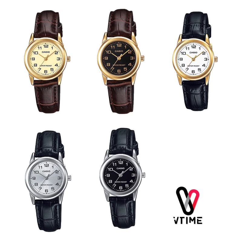 CASIO นาฬิกาสายหนังผู้หญิง รุ่น LTP-V001GL-1B LTP-V001L-1B LTP-V001L-7B LTP-V001GL-9B