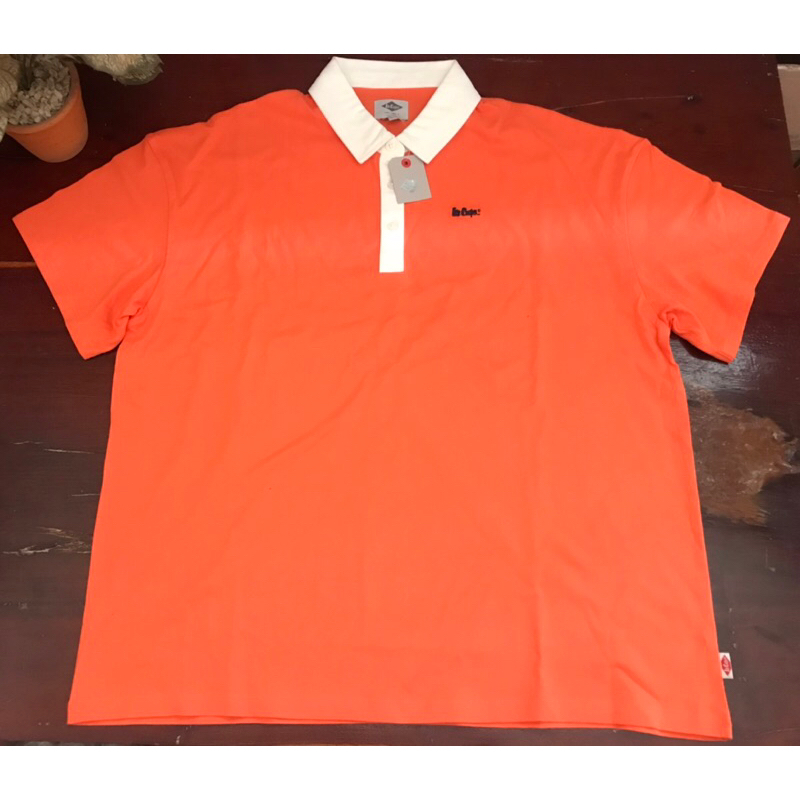 เสื้อคอปก Lee cooperมีป้าย ผ้านุ่ม  โอเว่อไซร้ สีส้มพาสเทล ทรงคอปแท้ 💯%