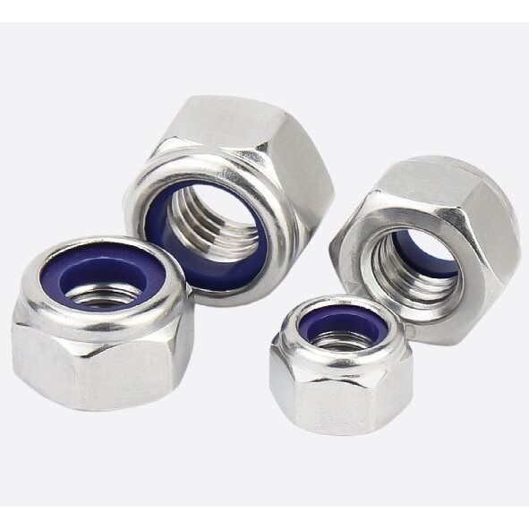 (M5 สแตนเลส 304) น๊อต น็อตตัวเมีย น็อตกันคลาย ไนลอน หัวน็อต M5 ตัวเมีย DIN985 Hexagon Nylon Insert L