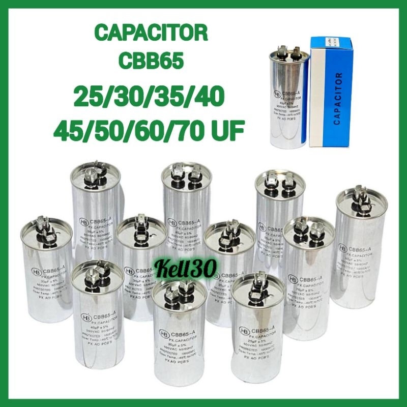 คาปาซิเตอร์ แอร์ 15/20/25/30/35/40/45/50/60/70/80 Uf  แคปรัน/Capacitor HB CBB65 / 500V