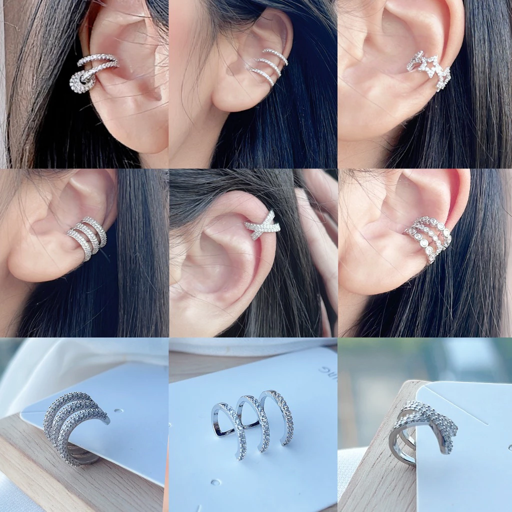 รวม Ear cuff set A ไม่ต้องเจาะหู แบบเกี่ยวหู หนีบหู คล้องหู หรูๆ ใส่ออกงาน งานพรีเมี่ยม