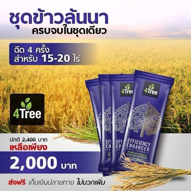 [ 4 ซอง ] 4TREE สารเพิ่มประสิทธิภาพพืช สูตรอิออน ของแท้ 100%
