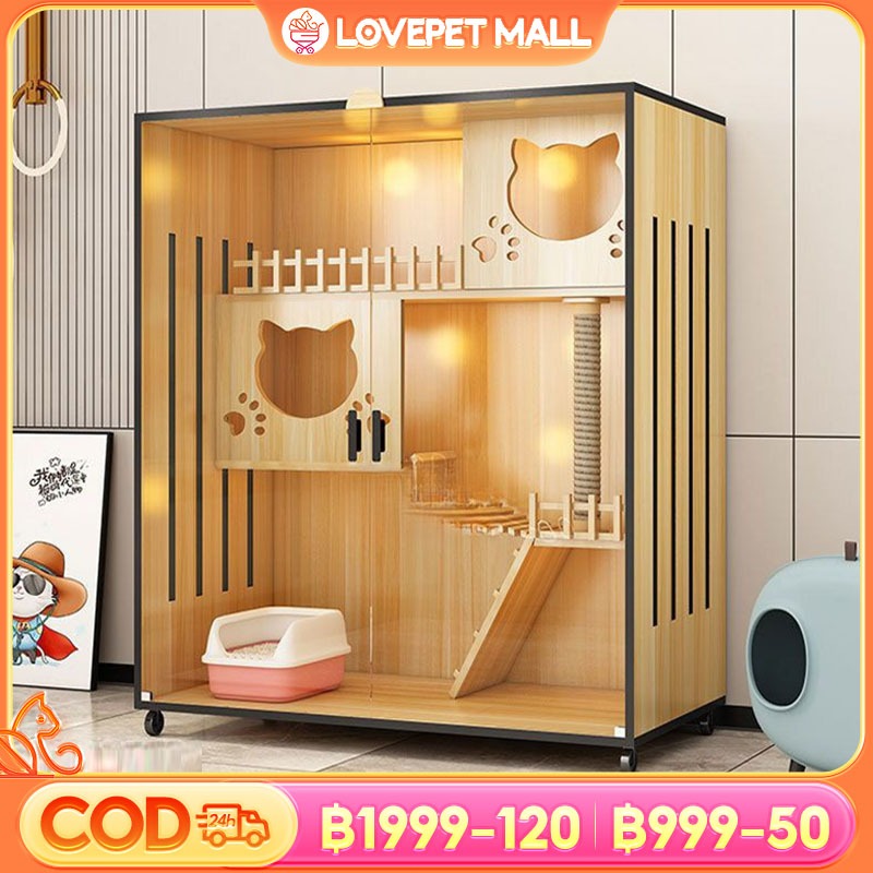 สินค้าอยู่ในไทย พร้อมส่ง กรงแมว กรงขังแมว Pet Cage วิลล่าแมวไม้ กรงเเมวอพาร์ทเมนต์แมวไม้เนื้อแข็ง บ้านแมวขนาดใหญ่