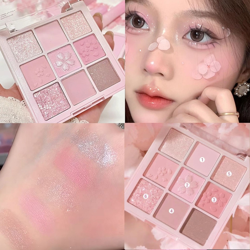 พาเลทตา สีซากุระ 9สี บลัชออน โทนสีชมพู สีสวย ประกายชิมเมอร์ ติดทน กันน้ำ สีธรรมชาติ