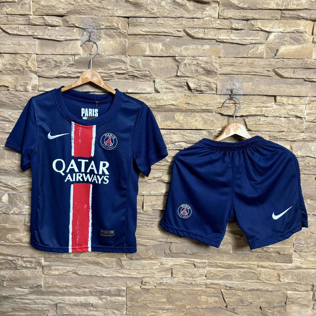 ชุดบอลเด็ก ชุดกีฬาเด็ก ปารีส 2024/25 (เสื้อ+กางเกง) สินค้าเกรดAAA