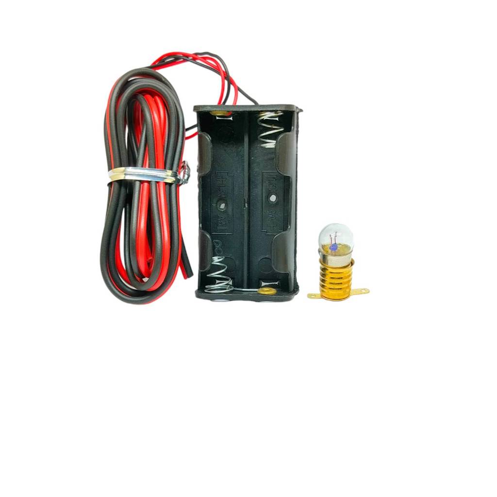 ชุดทดลอง แสงสว่าง หลอดไฟฉาย 3.8V หลอดไฟขนาดเล็ก ขั้วE10 ขั้วหลอด E10 รางถ่าน