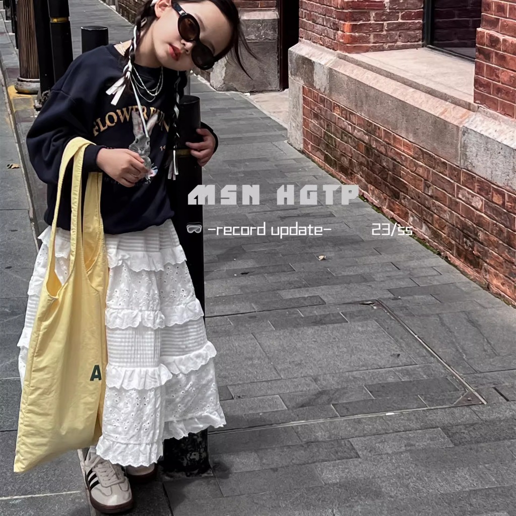 ฤดูใบไม้ผลิใหม่สาว ลูกไม้กระโปรงครึ่งตัวเกาหลีรุ่นฤดูใบไม้ผลิเด็กฤดูใบไม้ร่วงยาวกระโปรงเค้ก