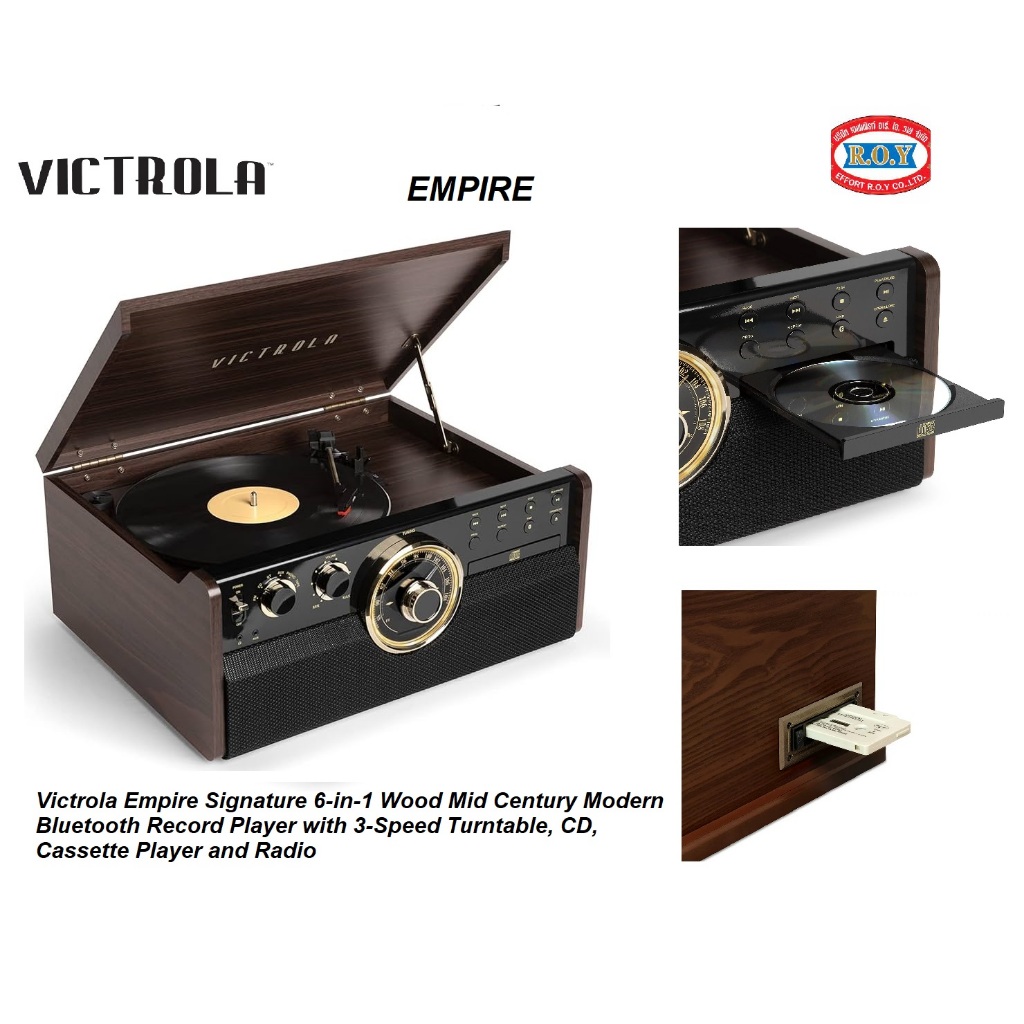 VICTROLA   The Empire 6-In-1 Bluetooth Turntable Music Centre CD player, Cassette player, FM radio