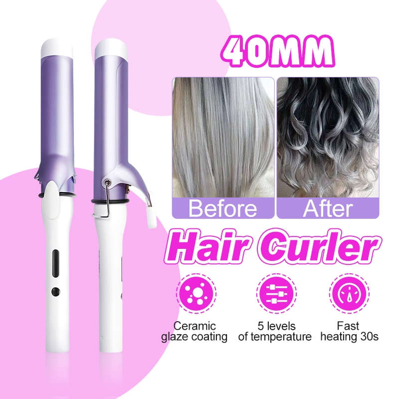 ที่ม้วนผม เครื่องม้วนผม 40mm ปรับอุณหภูมิได้ 5 ระดับของอุณหภูมิ อุปกรณ์จัดผม ลอนสวยธรรมชาติ