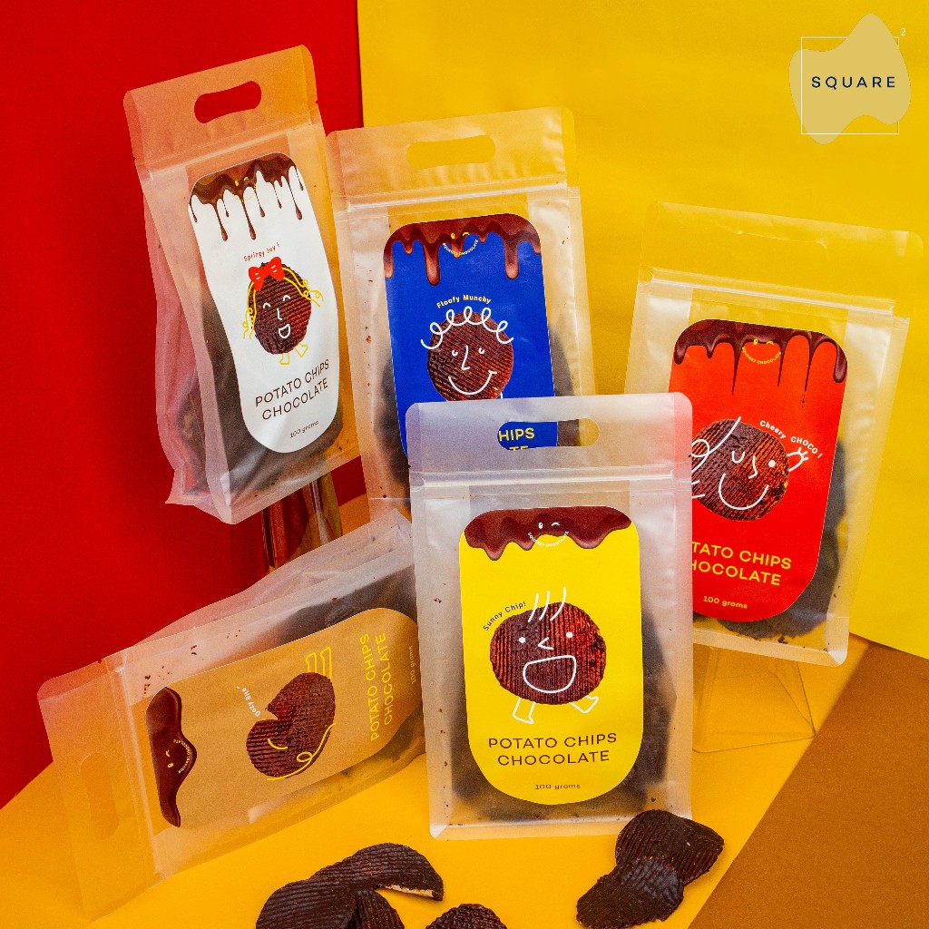 SQUARE2 Potato Chips Chocolate Dark (Set of 2 bags) มันฝรั่งทอดเคลือบดาร์กช็อกโกแลต (2 ถุง)