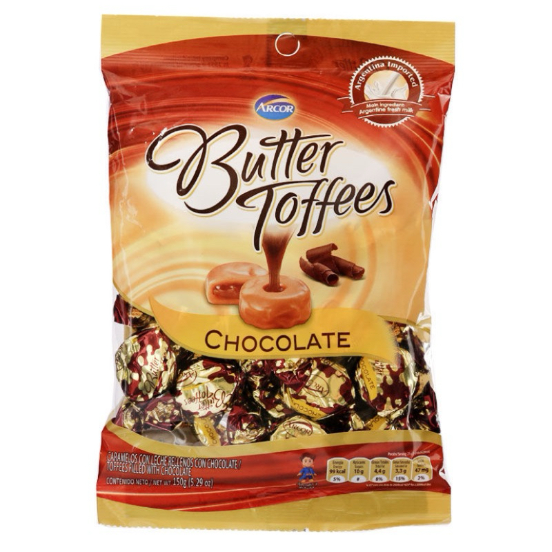 Arcor Butter Toffee Chocolate/Butter Toffee Milk 100 กรัม