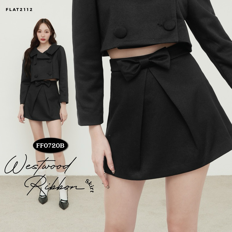 FLAT2112 FF0720B : WESTWOOD RIBBON SKIRT กระโปรง แต่งโบว์ด้านหน้า
