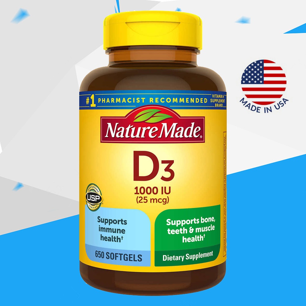 (Exp.07/2026)Nature Made Vitamin D3 25 mcg 650 Softgels