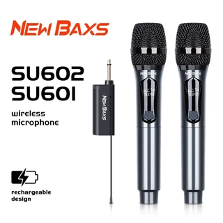 NEW BAXS [รุ่นอัพเกรดการชาร์จ] SU601/SU602 ไมโครโฟนไร้สาย UHF การชาร์จ 5V, Plug and Play 6.5 มม. ระยะรับ 50 ม. KTV