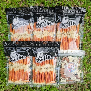 Dogfin ไก่อบแห้งขนาด 350 กรัม โปร 5 ถุง (1,750 กรัม) พร้อมของแถมเลือกได้ ขนมสำหรับสุนัขทุกสายพันธุ์