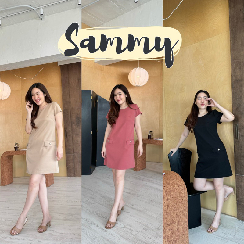 93FAVORS l “Sammy” เดรสทำงาน เดรสแขนสั้น กระเป๋าหน้า