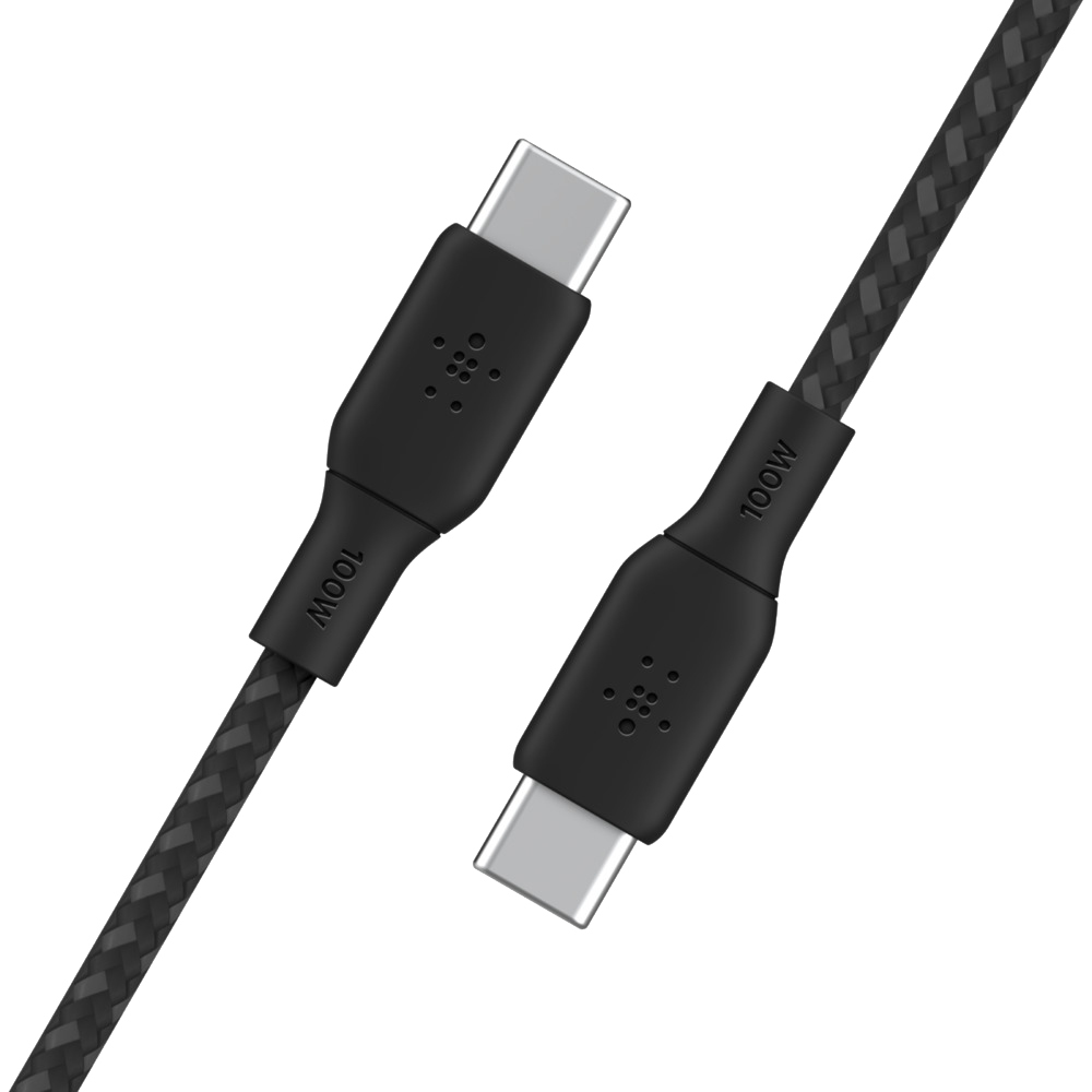 BELKIN CAB014BT2MBK BRAIDED USB-C TO USB-C CABLE 2M SYNC AND CHARGE UP TO 100W 480MBPS DATA TRANSFER RATE , BLACK - รูปที่ 2