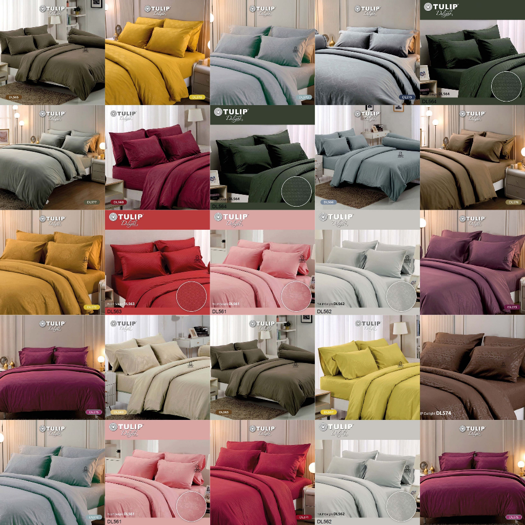 TULIP Delight สีพื้นอัดลาย DL565 ชุดผ้าปูที่นอน ผ้าปูที่นอน ผ้าห่มนวม มีลายนูนเบาๆ บนเนื้อผ้าสัมผัสได้