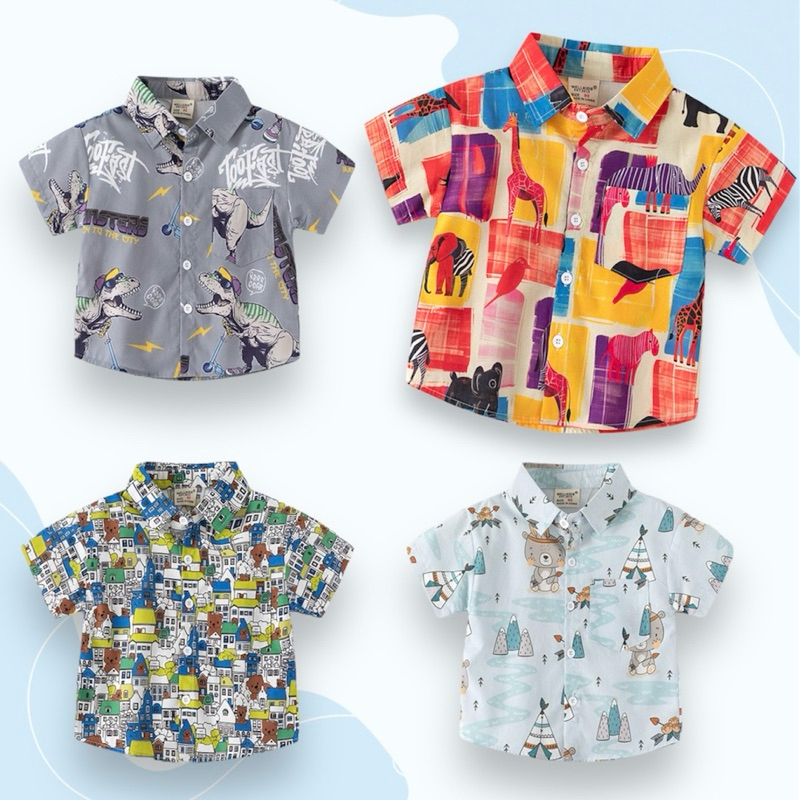 AB189 เสื้อเชิ้ดเด็ก แขนสั้น เสื้อผ้าเด็กผู้ชาย สินค้าพร้อมส่ง