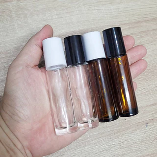 ขวดแก้วแบบหนาพร้อมฝาและลูกกลิ้งเหล็กขนาด10ml ใส่น้ำหอม น้ำมันอโรม่า โรลออนน้ำหอม เป็นรีฟิล แกะเติมได้ พกพาสะดวก