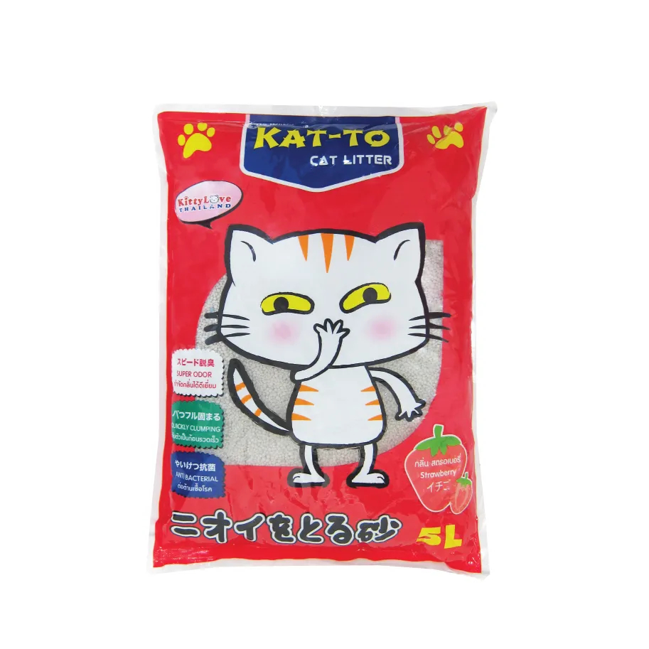 Kat-To แคทโตะ ทรายแมวเบนโทไนท์ กลิ่น สตรอเบอร์รี่(strawberry) 5L(1pcs)