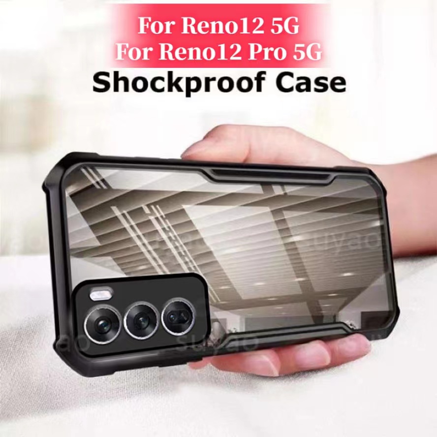 HHL เคสหลังใส ขอบสี สำหรับOppo Reno 12 Pro เคสใส กันกระแทก ใช้สำหรับ ออปโป รีโน12