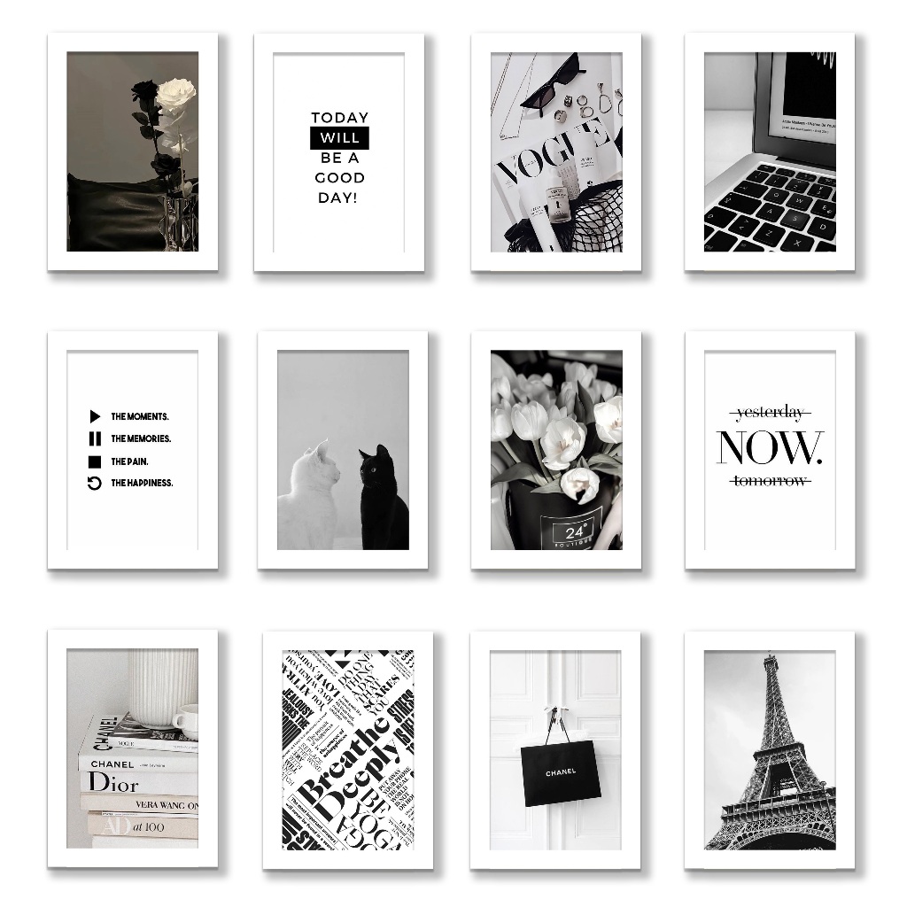 [รหัสWB] กรอบรูปแต่งห้อง (ลายคุมโทนขาว-ดำ) ขนาด4x6นิ้ว กรอบรูปมินิมอล แขวนและตั้งโต๊ะได้ หรือสำหรับใช้เป็นพร็อพถ่ายรูป
