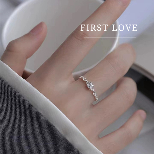 MEET แหวนเงินแท้ 925 First love แหวนเพชร แหวนเงินแท้ แหวนปรับขนาดได้ แหวนผู้หญิง แหวนมงคล แหวนแฟชั่น