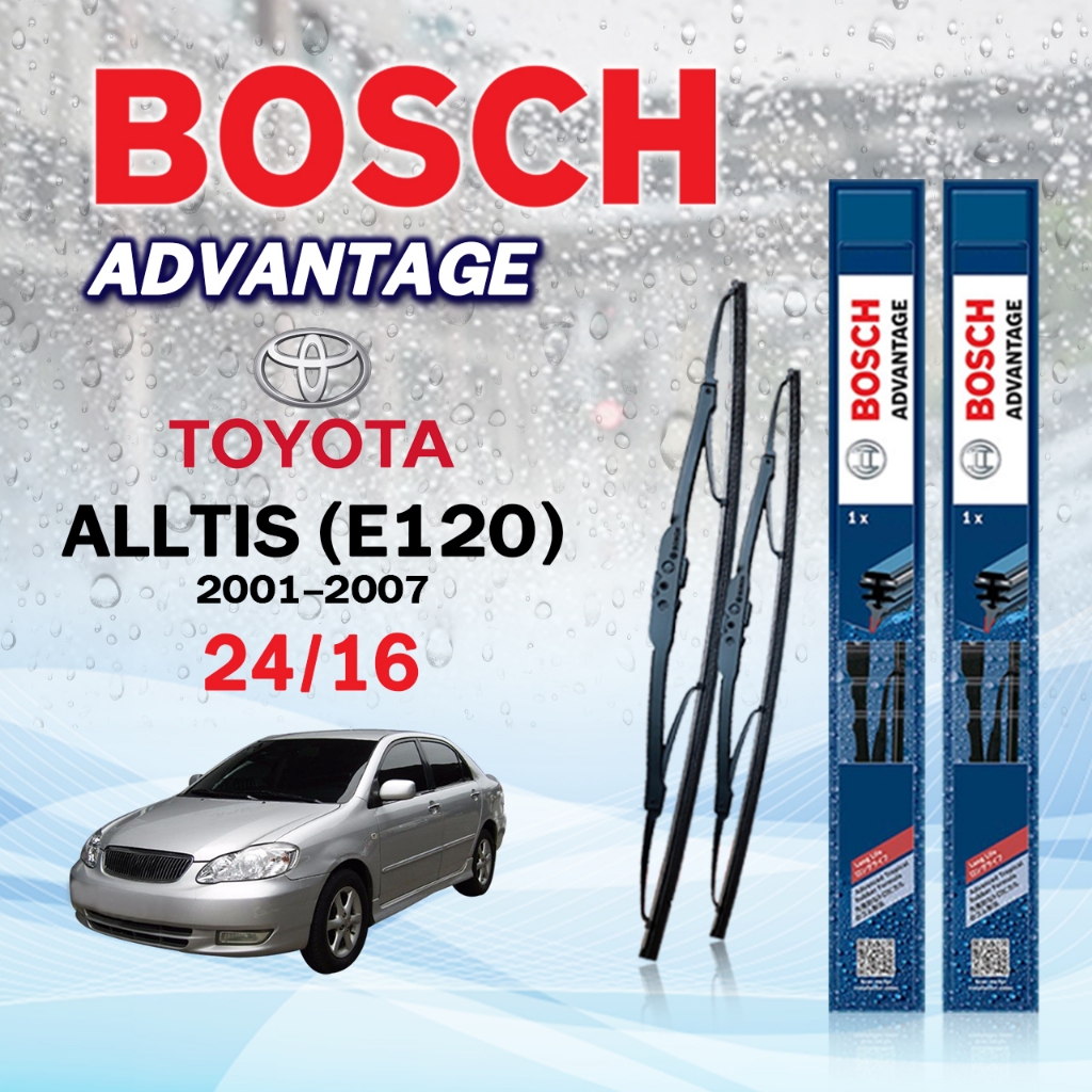 BOSCH ใบปัดน้ำฝน แบบก้านเหล็ก แบบคู่ TOYOTA ALTIS ปี 2001-2023 รุ่น ADVANTAGE